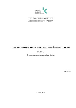 DARBUOTOJŲ SAUGA DERLIAUS NUĖMIMO DARBŲ METU