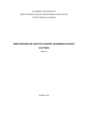 DIRVOŽEMIO IR GRUNTO FIZINĖS IR HIDROLOGINĖS SAVYBĖS. Paveikslėlis 1