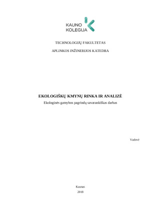 EKOLOGIŠKŲ KMYNŲ RINKA IR ANALIZĖ