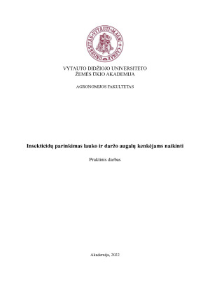 Insekticidų parinkimas lauko ir daržo augalų kenkėjams naikinti