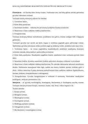 KIAULIŲ EKSTERJERO IR KONSTITUCIJOS RYŠYS SU PRODUKTYVUMU. KONSPEKTAS