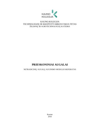 PRIESKONINIAI AUGALAI. Paveikslėlis 1