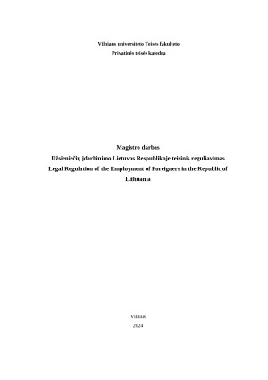 Užsieniečių įdarbinimo Lietuvos Respublikoje teisinis reguliavimas