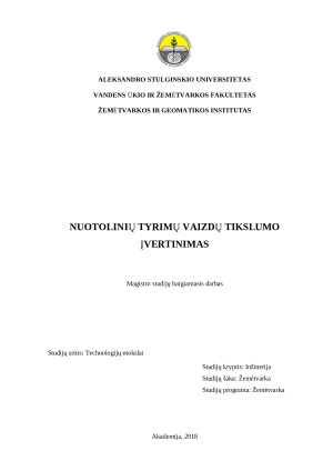 NUOTOLINIŲ TYRIMŲ VAIZDŲ TIKSLUMO ĮVERTINIMAS