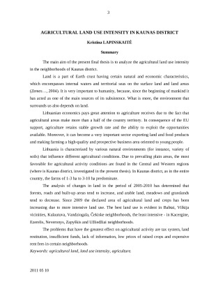 ŽEMĖS ŪKIO PASKIRTIES ŽEMĖS NAUDOJIMO INTENSYVUMAS KAUNO RAJONE. Paveikslėlis 3