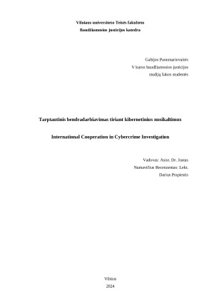Tarptautinis bendradarbiavimas tiriant kibernetinius nusikaltimus