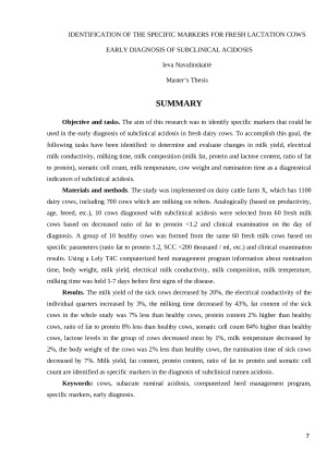 Specifinių žymenų identifikavimas šviežiapienių karvių ankstyvai subklinikinių acidozių diagnostikai. Paveikslėlis 7