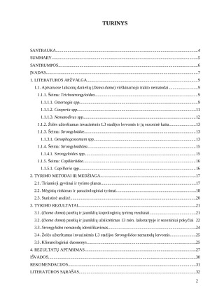Aptvaruose laikomų danielių (Dama dama) užsikrėtimas virškinamojo trakto nematodais ir jo sezoniai pokyčiai. Paveikslėlis 2