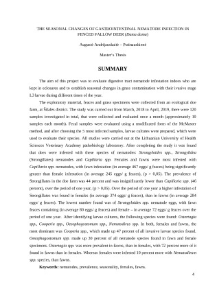 Aptvaruose laikomų danielių (Dama dama) užsikrėtimas virškinamojo trakto nematodais ir jo sezoniai pokyčiai. Paveikslėlis 4