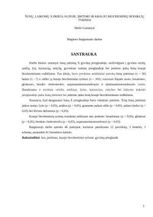 Šunų, laikomų X prieglaudoje, įmitimo ir kraujo biocheminių rodiklių tyrimai. Paveikslėlis 3