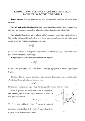Kietojo kūno sukamojo judėjimo dinamikos pagrindinio dėsnio tikrinimas N20. Paveikslėlis 1