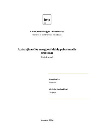 Atsinaujinančios energijos šaltinių privalumai ir trūkumai