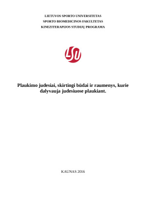 Plaukimo judesiai, skirtingi būdai ir raumenys, kurie dalyvauja judesiuose plaukiant