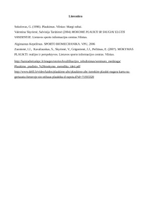 Plaukimo nugara technika ir nuosekli mokymo metodika (imitaciniai judesiai sausumoje, judesiai kojomis, judesiai rankomis, visų judesių derinimas, kvėpavimo ypatumai). Paveikslėlis 5