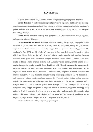 AB ,,ACHEMA“ VEIKLOS ZONOJE AUGANČIŲ PUŠYNŲ SĖKLŲ DAIGUMAS. Paveikslėlis 2