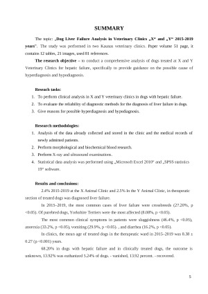 Šunų kepenų funkcijos nepakankamumo „X“ ir „Y“ veterinarijos klinikose 2015–2019 metais analizė. Paveikslėlis 5