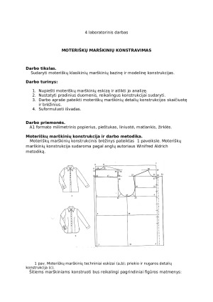Moteriškų marškinių konstravimas