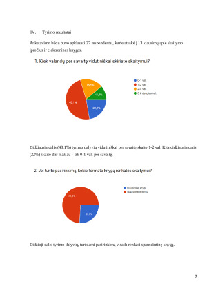 Elektroninių knygų populiarumas studentų tarpe neigiami ir teigiami aspektai. Paveikslėlis 7