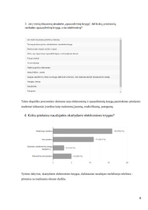 Elektroninių knygų populiarumas studentų tarpe neigiami ir teigiami aspektai. Paveikslėlis 8
