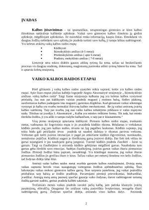 VAIKŲ KALBOS RAIDOS YPATYBĖS. Paveikslėlis 2