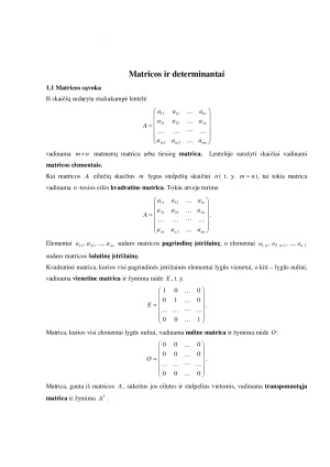 Matricos ir determinantai. Paveikslėlis 1