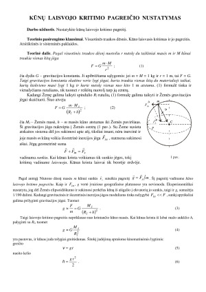 Laisvojo kritimo pagreičio nustatymas N20. Paveikslėlis 1