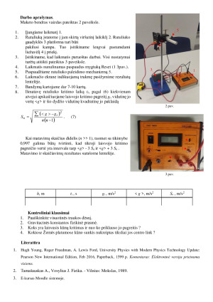 Laisvojo kritimo pagreičio nustatymas N20. Paveikslėlis 2
