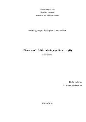 „Dievas mirė“ F. Nietzsche ir jo požiūris į religiją. Paveikslėlis 1