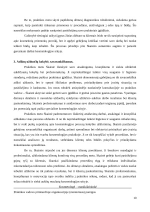 KOSMETOLOGIJŲ STUDIJŲ PROGRAMOS KLIENTŲ APTARNAVIMO PRAKTIKOS DIENYNAS. Praktikos ataskaita, kompetencijų aplankas. Paveikslėlis 10