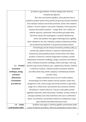 KOSMETOLOGIJŲ STUDIJŲ PROGRAMOS KLIENTŲ APTARNAVIMO PRAKTIKOS DIENYNAS. Praktikos ataskaita, kompetencijų aplankas. Paveikslėlis 2