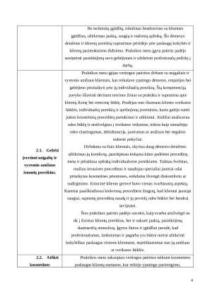 KOSMETOLOGIJŲ STUDIJŲ PROGRAMOS KLIENTŲ APTARNAVIMO PRAKTIKOS DIENYNAS. Praktikos ataskaita, kompetencijų aplankas. Paveikslėlis 4