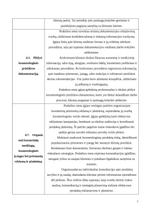 KOSMETOLOGIJŲ STUDIJŲ PROGRAMOS KLIENTŲ APTARNAVIMO PRAKTIKOS DIENYNAS. Praktikos ataskaita, kompetencijų aplankas. Paveikslėlis 7