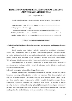 KOSMETOLOGIJŲ STUDIJŲ PROGRAMOS KLIENTŲ APTARNAVIMO PRAKTIKOS DIENYNAS. Praktikos ataskaita, kompetencijų aplankas. Paveikslėlis 9