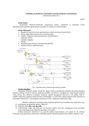 Nepriklausomojo žadinimo generatoriaus bandymas