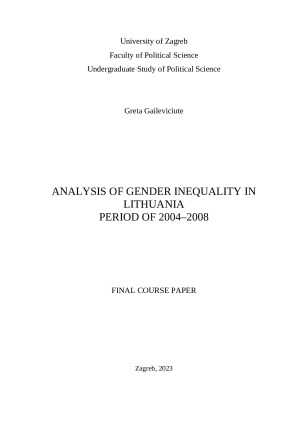 ANALYSIS OF GENDER INEQUALITY IN LITHUANIA. Paveikslėlis 1