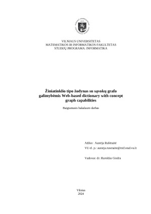Žiniatinklio tipo žodynas su sąvokų grafo galimybėmis