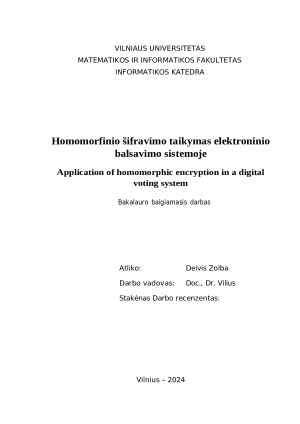 Homomorfinio šifravimo taikymas elektroninio balsavimo sistemoje