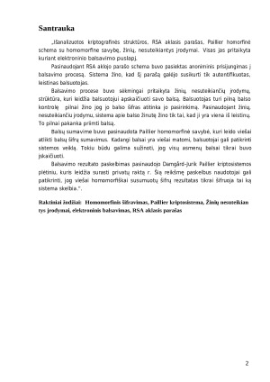 Homomorfinio šifravimo taikymas elektroninio balsavimo sistemoje. Paveikslėlis 2