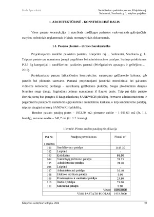 SANDĖLIAVIMO PASKIRTIES PASTATO, KLAIPĖDOS R. SUDMANTAI, SENDVARIO G. 1, STATYBOS PROJEKTAS. Paveikslėlis 9
