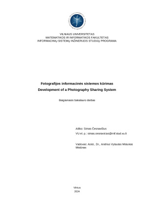 Fotografijos informacinės sistemos kūrimas