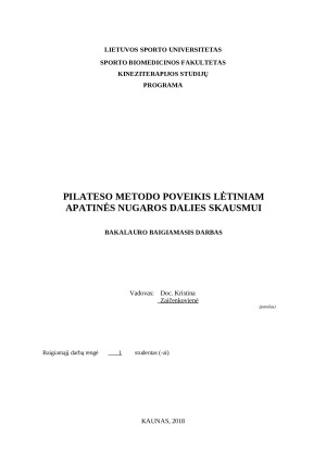 PILATESO METODO POVEIKIS LĖTINIAM APATINĖS NUGAROS DALIES SKAUSMUI