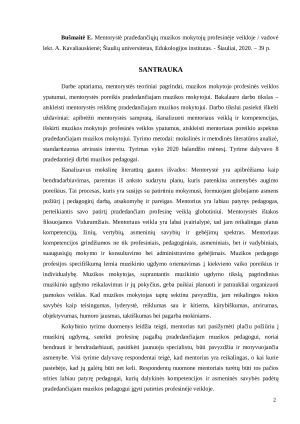 MENTORYSTĖ PRADEDANČIŲJŲ MUZIKOS MOKYTOJŲ PROFESINĖJE VEIKLOJE. Paveikslėlis 2
