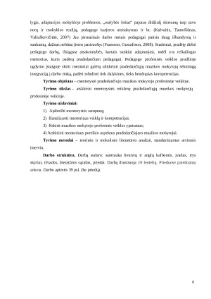 MENTORYSTĖ PRADEDANČIŲJŲ MUZIKOS MOKYTOJŲ PROFESINĖJE VEIKLOJE. Paveikslėlis 8