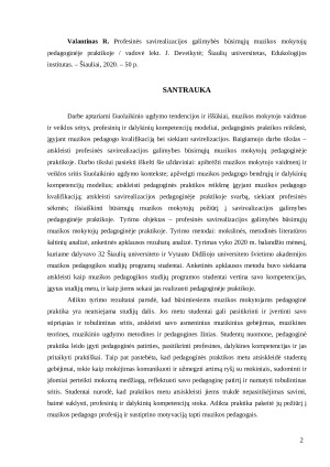 PROFESINĖS SAVIREALIZACIJOS GALIMYBĖS BŪSIMŲJŲ MUZIKOS MOKYTOJŲ PEDAGOGINĖJE PRAKTIKOJE. Paveikslėlis 2