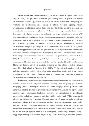 PROFESINĖS SAVIREALIZACIJOS GALIMYBĖS BŪSIMŲJŲ MUZIKOS MOKYTOJŲ PEDAGOGINĖJE PRAKTIKOJE. Paveikslėlis 5