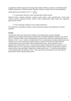 Nuolatinės srovės generatoriaus bandymas. Paveikslėlis 5