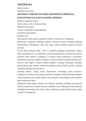 APLINKOS VEIKSNIŲ POVEIKIS SKENDINČIŲ MEDŽIAGŲ KONCENTRACIJŲ KAITAI KURŠIŲ MARIOSE. Paveikslėlis 2