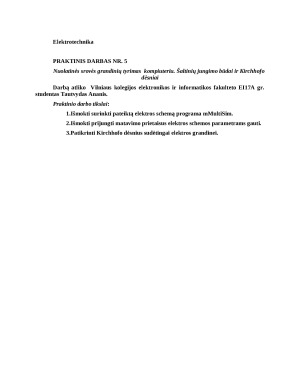 Nuolatinės srovės grandinių tyrimas  kompiuteriu. Šaltinių jungimo būdai ir Kirchhofo dėsniai