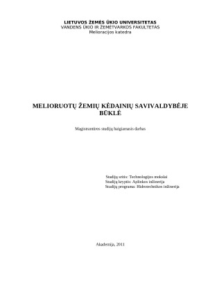 MELIORUOTŲ ŽEMIŲ KĖDAINIŲ SAVIVALDYBĖJE BŪKLĖ. Paveikslėlis 1