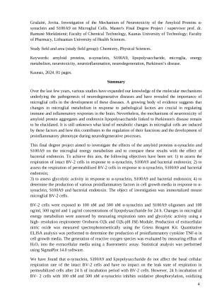 Amiloidinių baltymų α-sinukleino ir S100A9 neurotoksinio poveikio mechanizmo mikroglijos ląstelėms tyrimas. Paveikslėlis 4